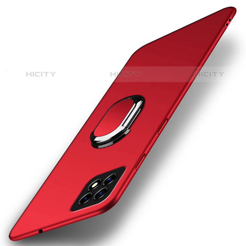 Funda Dura Plastico Rigida Carcasa Mate con Magnetico Anillo de dedo Soporte A01 para Oppo A53 5G Rojo