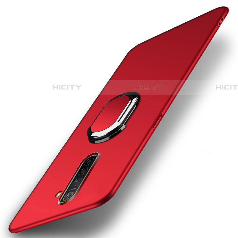 Funda Dura Plastico Rigida Carcasa Mate con Magnetico Anillo de dedo Soporte A01 para Oppo Reno Ace Rojo