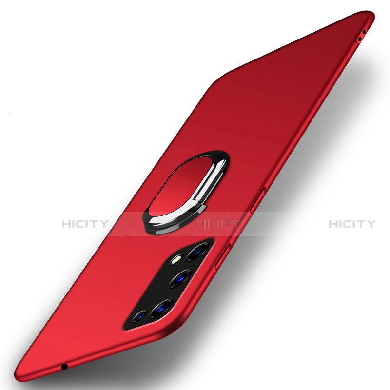 Funda Dura Plastico Rigida Carcasa Mate con Magnetico Anillo de dedo Soporte A01 para Realme Q2 Pro 5G Rojo