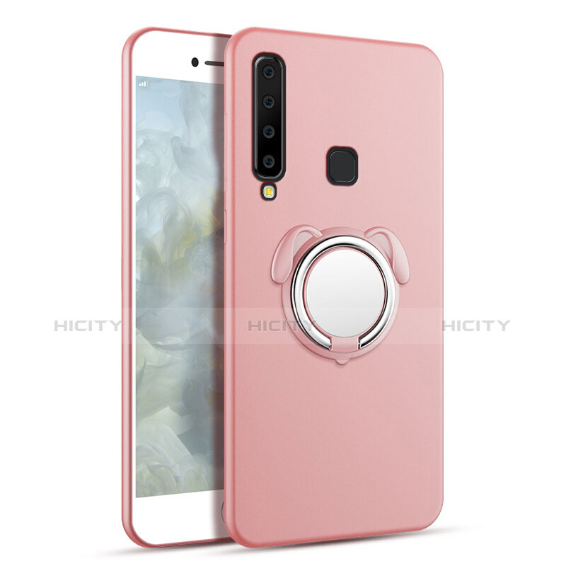 Funda Dura Plastico Rigida Carcasa Mate con Magnetico Anillo de dedo Soporte A01 para Samsung Galaxy A9s Oro Rosa