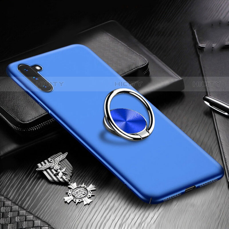 Funda Dura Plastico Rigida Carcasa Mate con Magnetico Anillo de dedo Soporte A01 para Samsung Galaxy Note 10 5G Azul