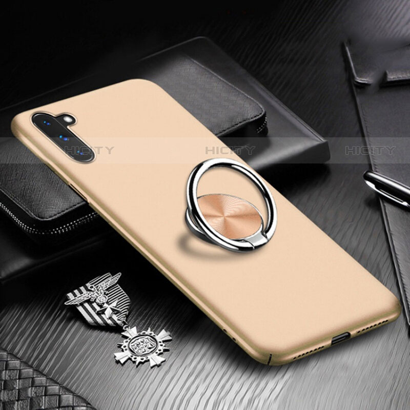 Funda Dura Plastico Rigida Carcasa Mate con Magnetico Anillo de dedo Soporte A01 para Samsung Galaxy Note 10 5G Oro