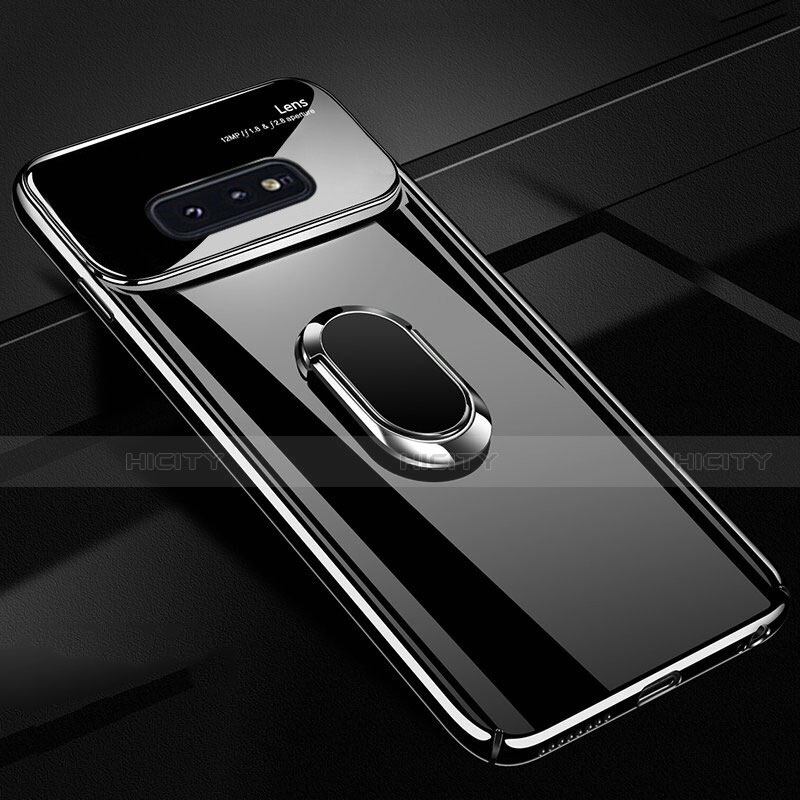 Funda Dura Plastico Rigida Carcasa Mate con Magnetico Anillo de dedo Soporte A01 para Samsung Galaxy S10e Negro