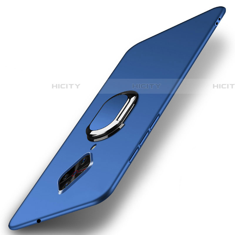 Funda Dura Plastico Rigida Carcasa Mate con Magnetico Anillo de dedo Soporte A01 para Vivo X50 Lite Azul