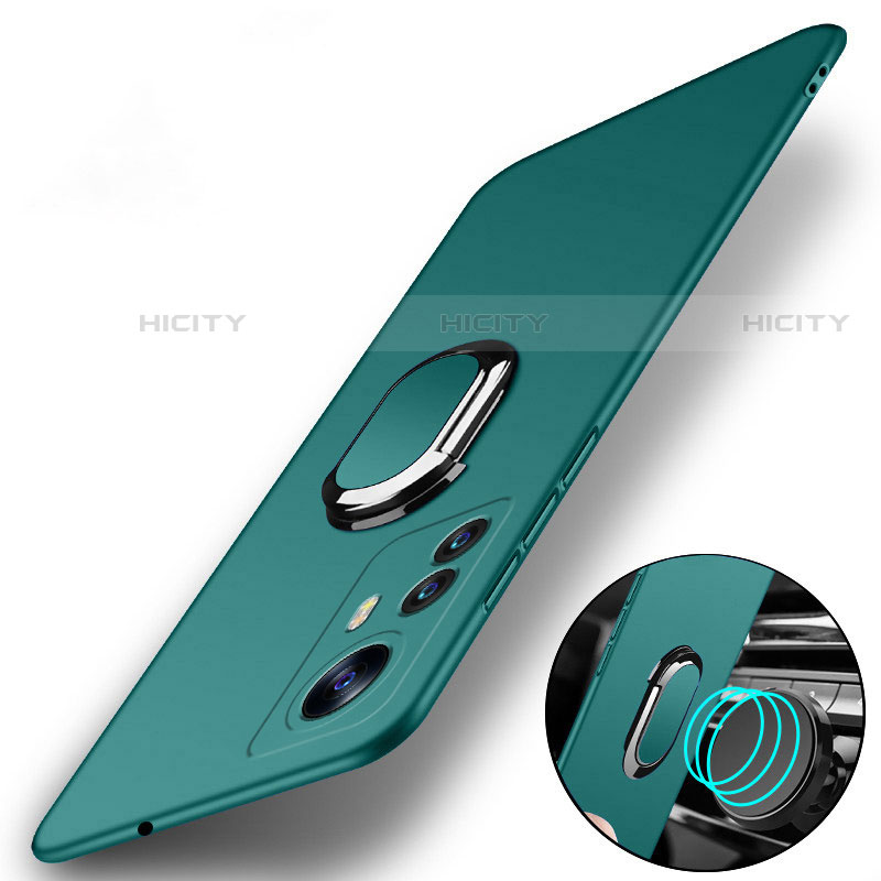 Funda Dura Plastico Rigida Carcasa Mate con Magnetico Anillo de dedo Soporte A01 para Xiaomi Mi 12 Pro 5G Verde