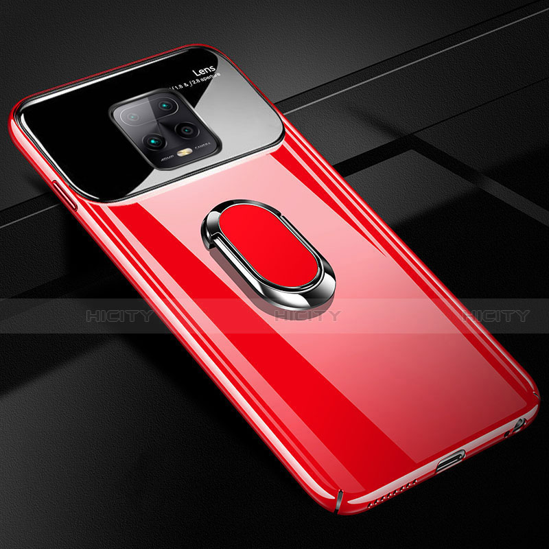 Funda Dura Plastico Rigida Carcasa Mate con Magnetico Anillo de dedo Soporte A01 para Xiaomi Redmi 10X Pro 5G Rojo