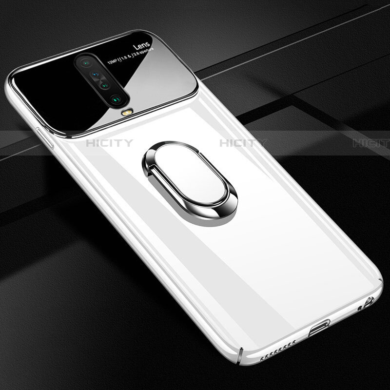 Funda Dura Plastico Rigida Carcasa Mate con Magnetico Anillo de dedo Soporte A02 para Xiaomi Redmi K30 5G Blanco
