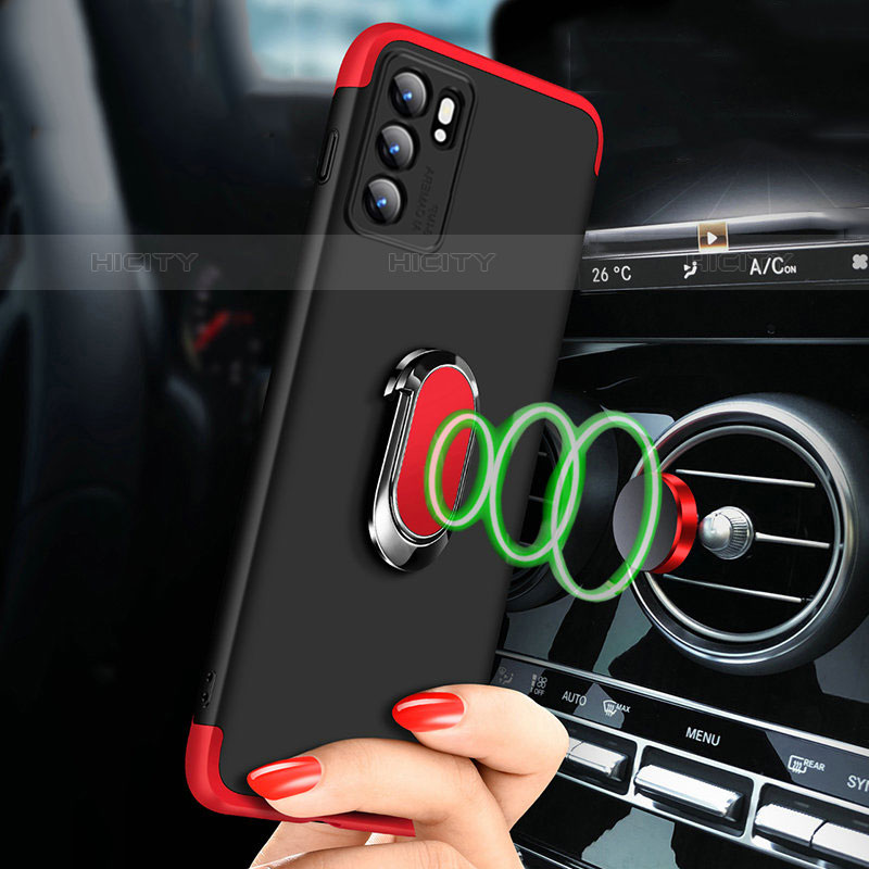 Funda Dura Plastico Rigida Carcasa Mate con Magnetico Anillo de dedo Soporte GK2 para Oppo Reno6 Pro 5G India