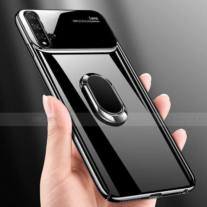 Funda Dura Plastico Rigida Carcasa Mate con Magnetico Anillo de dedo Soporte P01 para Huawei Nova 5 Pro