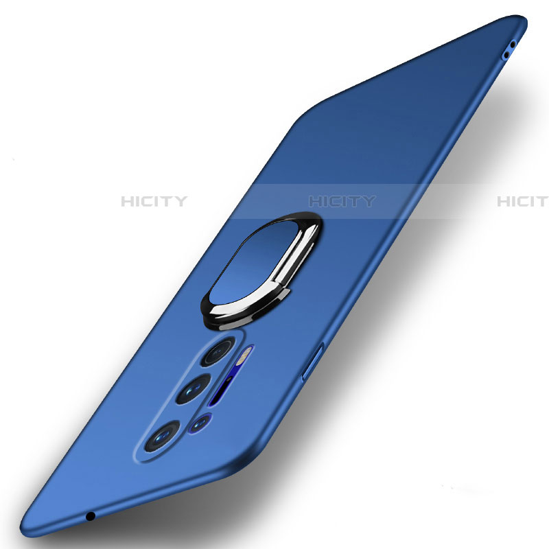Funda Dura Plastico Rigida Carcasa Mate con Magnetico Anillo de dedo Soporte P01 para OnePlus 8 Pro Azul