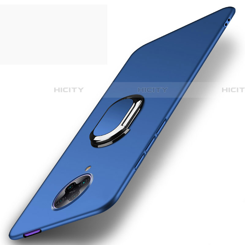 Funda Dura Plastico Rigida Carcasa Mate con Magnetico Anillo de dedo Soporte P01 para Xiaomi Poco F2 Pro Azul