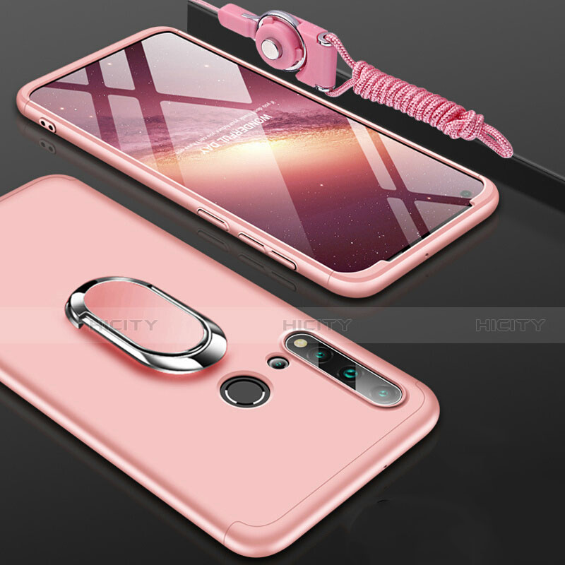 Funda Dura Plastico Rigida Carcasa Mate con Magnetico Anillo de dedo Soporte P02 para Huawei Nova 5i Oro Rosa