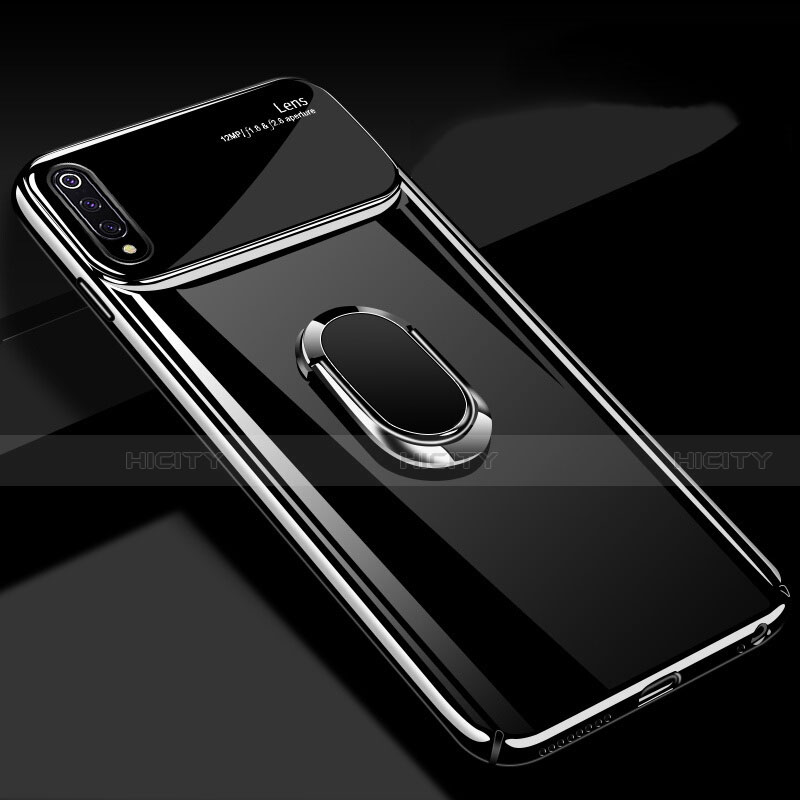 Funda Dura Plastico Rigida Carcasa Mate con Magnetico Anillo de dedo Soporte P02 para Xiaomi Mi A3 Negro