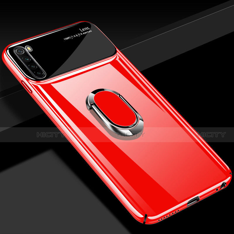 Funda Dura Plastico Rigida Carcasa Mate con Magnetico Anillo de dedo Soporte P03 para Xiaomi Redmi Note 8 (2021) Rojo