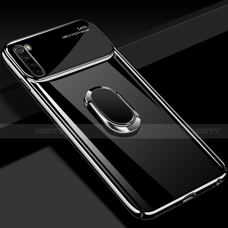 Funda Dura Plastico Rigida Carcasa Mate con Magnetico Anillo de dedo Soporte P03 para Xiaomi Redmi Note 8T Negro