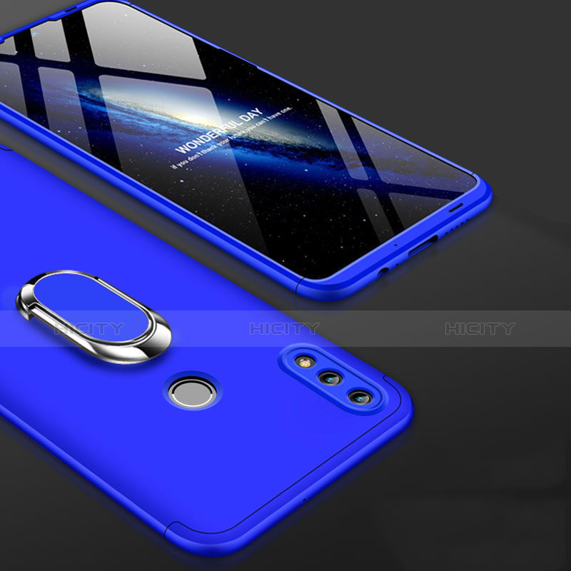 Funda Dura Plastico Rigida Carcasa Mate Frontal y Trasera 360 Grados con Anillo de dedo Soporte para Huawei Honor 10 Lite Azul