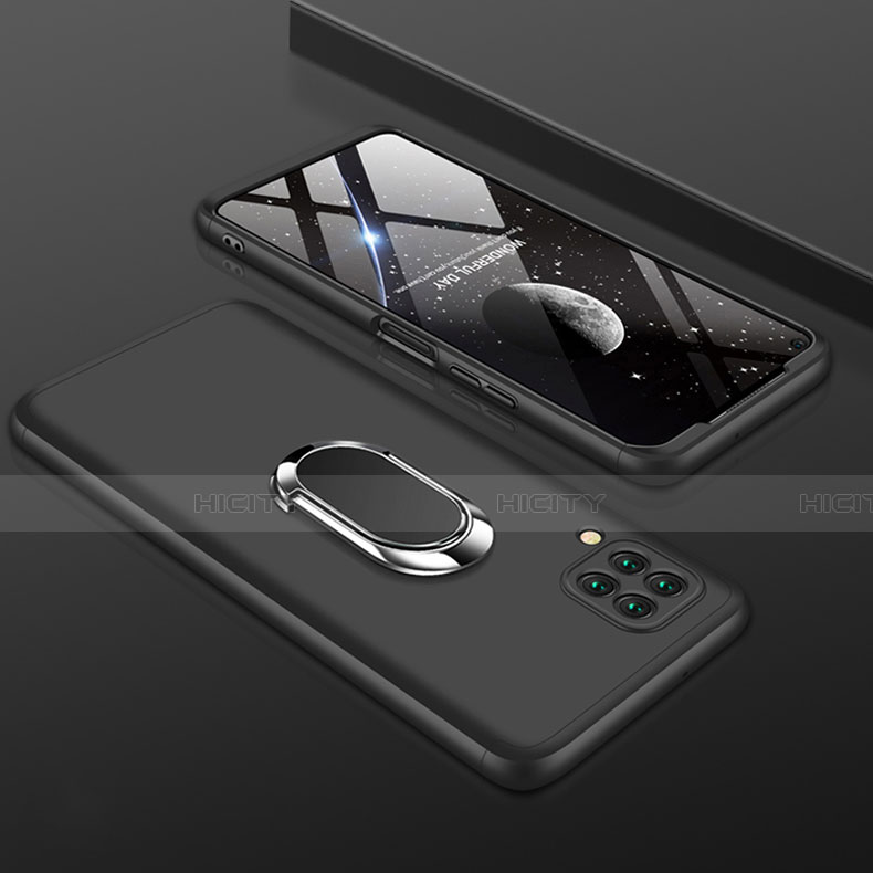 Funda Dura Plastico Rigida Carcasa Mate Frontal y Trasera 360 Grados con Anillo de dedo Soporte para Huawei P40 Lite Negro
