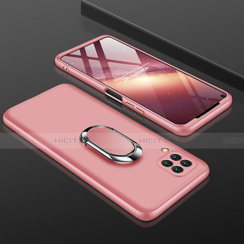 Funda Dura Plastico Rigida Carcasa Mate Frontal y Trasera 360 Grados con Anillo de dedo Soporte para Huawei P40 Lite Rosa