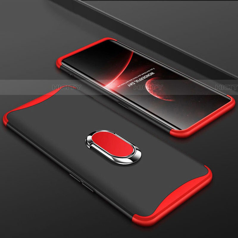 Funda Dura Plastico Rigida Carcasa Mate Frontal y Trasera 360 Grados con Anillo de dedo Soporte S01 para Oppo Find X Super Flash Edition