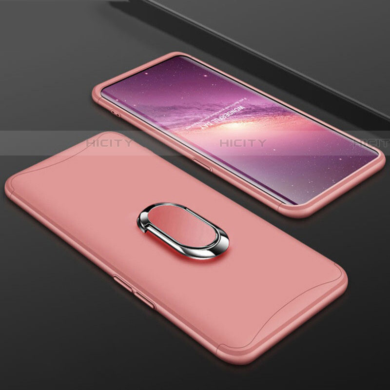 Funda Dura Plastico Rigida Carcasa Mate Frontal y Trasera 360 Grados con Anillo de dedo Soporte S01 para Oppo Find X Super Flash Edition