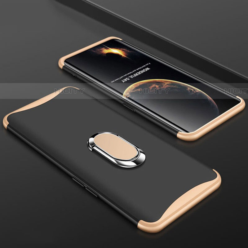 Funda Dura Plastico Rigida Carcasa Mate Frontal y Trasera 360 Grados con Anillo de dedo Soporte S01 para Oppo Find X Super Flash Edition