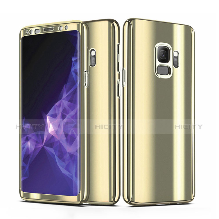 Funda Dura Plastico Rigida Carcasa Mate Frontal y Trasera 360 Grados Cover para Samsung Galaxy S9 Oro