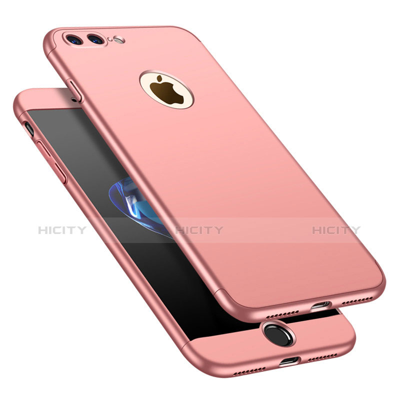 Funda Dura Plastico Rigida Carcasa Mate Frontal y Trasera 360 Grados M01 para Apple iPhone 8 Plus Oro Rosa