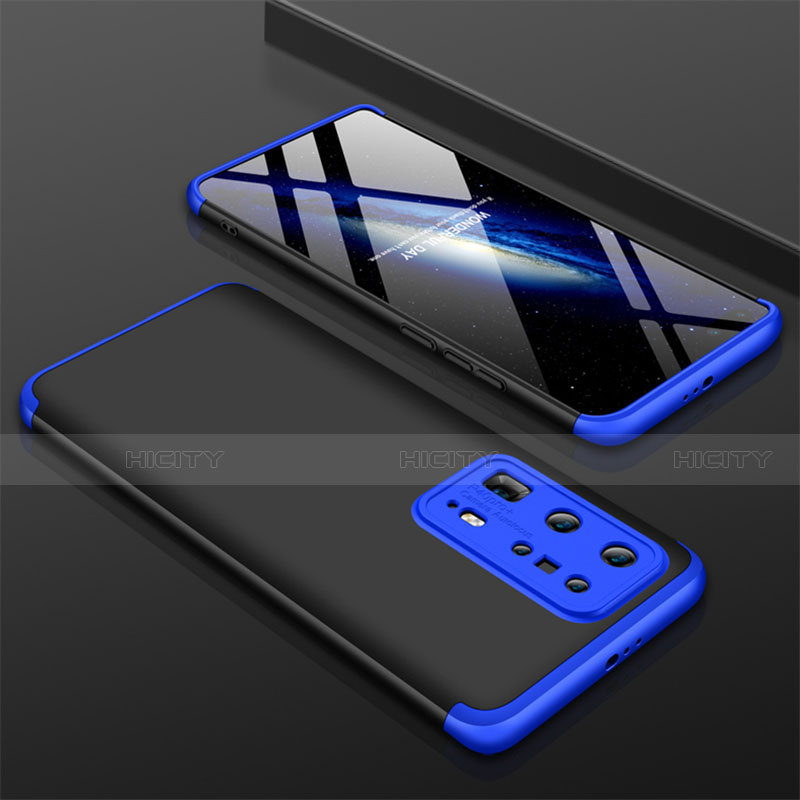 Funda Dura Plastico Rigida Carcasa Mate Frontal y Trasera 360 Grados M01 para Huawei P40 Pro+ Plus Azul y Negro