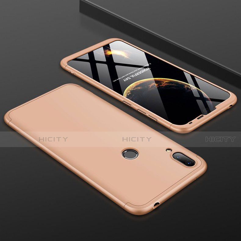 Funda Dura Plastico Rigida Carcasa Mate Frontal y Trasera 360 Grados M01 para Huawei Y7 (2019) Oro