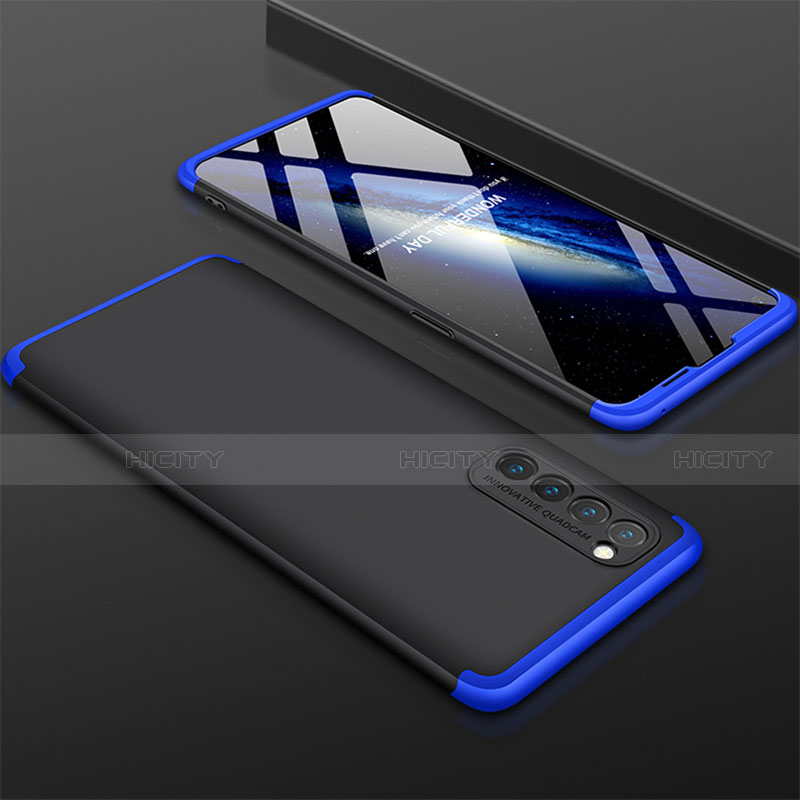 Funda Dura Plastico Rigida Carcasa Mate Frontal y Trasera 360 Grados M01 para Oppo Reno4 Pro 4G Azul y Negro