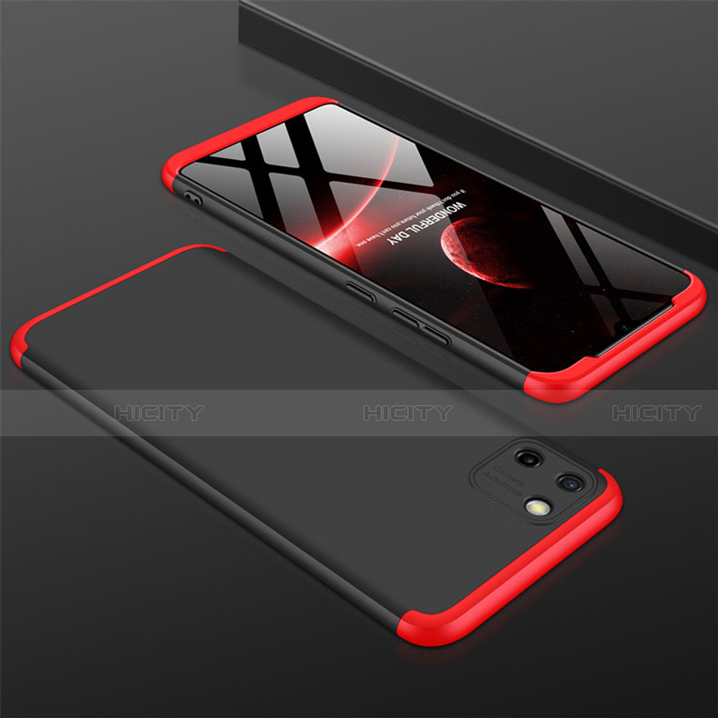 Funda Dura Plastico Rigida Carcasa Mate Frontal y Trasera 360 Grados M01 para Realme C11 Rojo y Negro