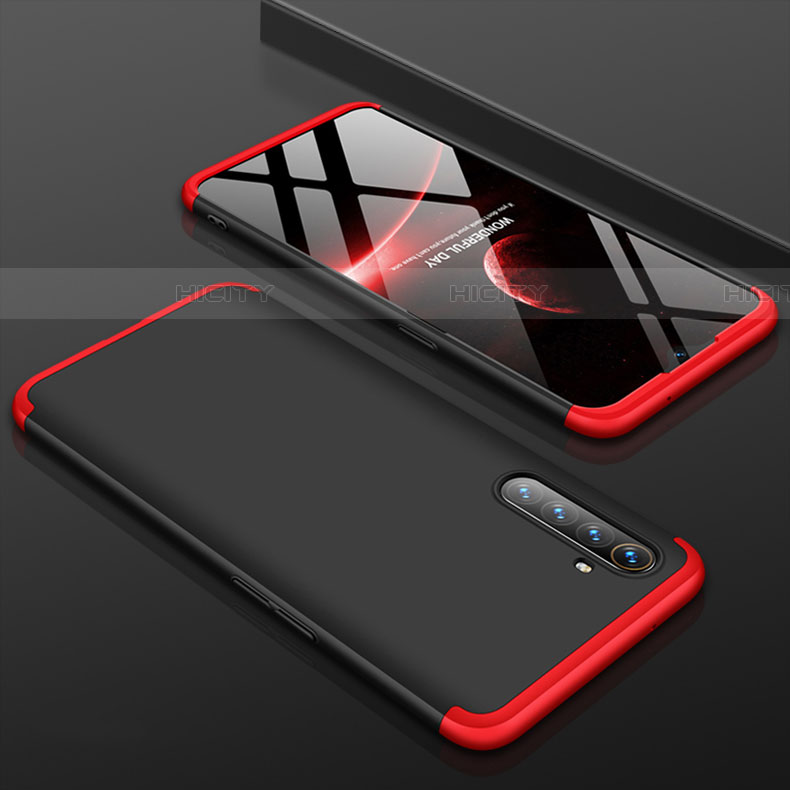 Funda Dura Plastico Rigida Carcasa Mate Frontal y Trasera 360 Grados M01 para Realme X2 Rojo y Negro