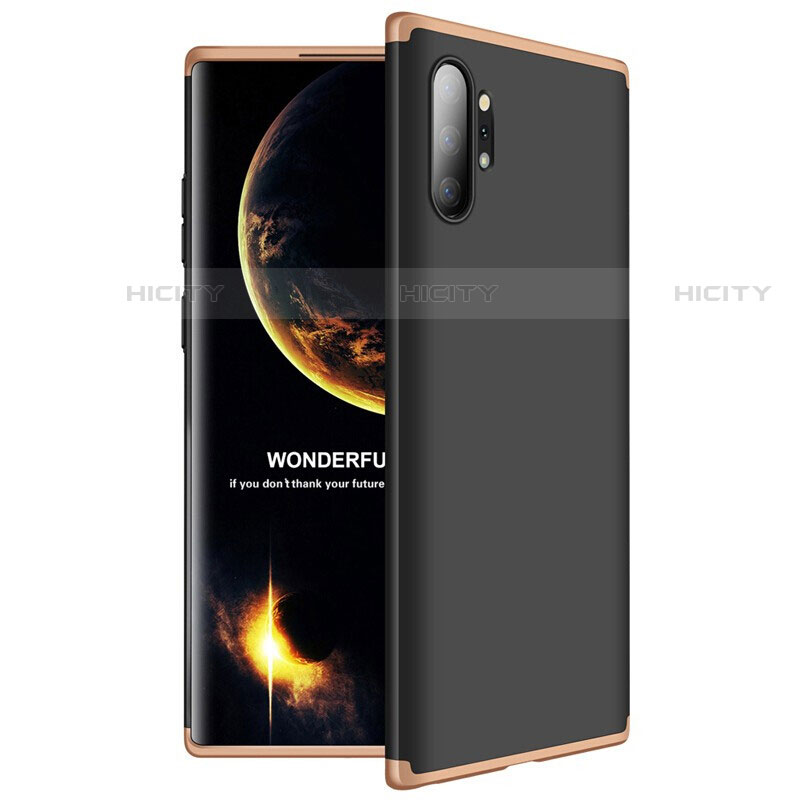 Funda Dura Plastico Rigida Carcasa Mate Frontal y Trasera 360 Grados M01 para Samsung Galaxy Note 10 Plus 5G Oro y Negro