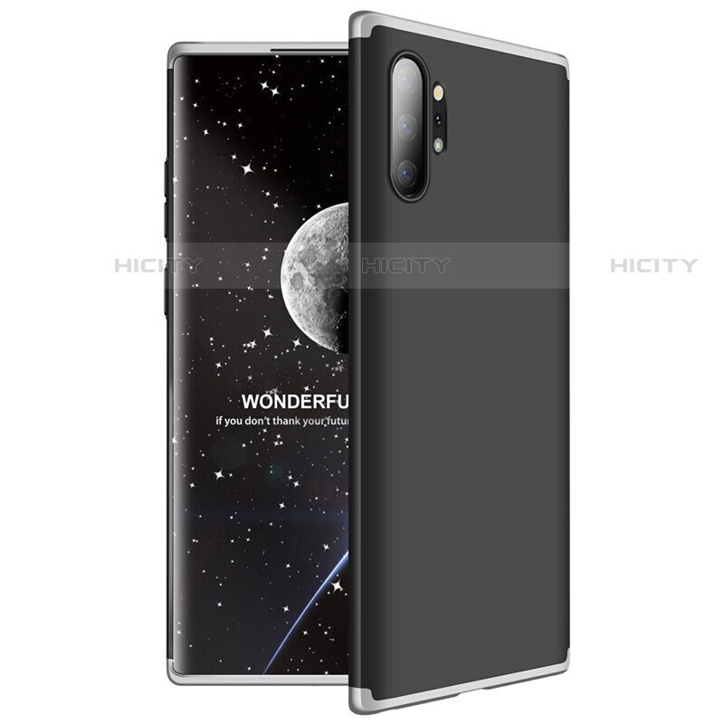 Funda Dura Plastico Rigida Carcasa Mate Frontal y Trasera 360 Grados M01 para Samsung Galaxy Note 10 Plus 5G Plata y Negro