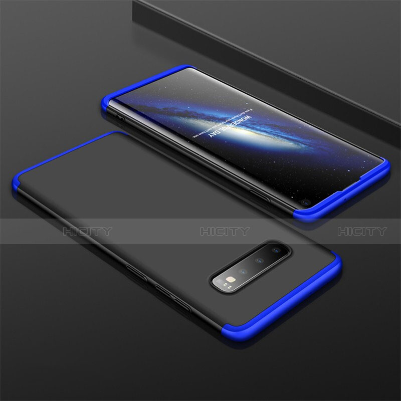 Funda Dura Plastico Rigida Carcasa Mate Frontal y Trasera 360 Grados M01 para Samsung Galaxy S10 Azul y Negro