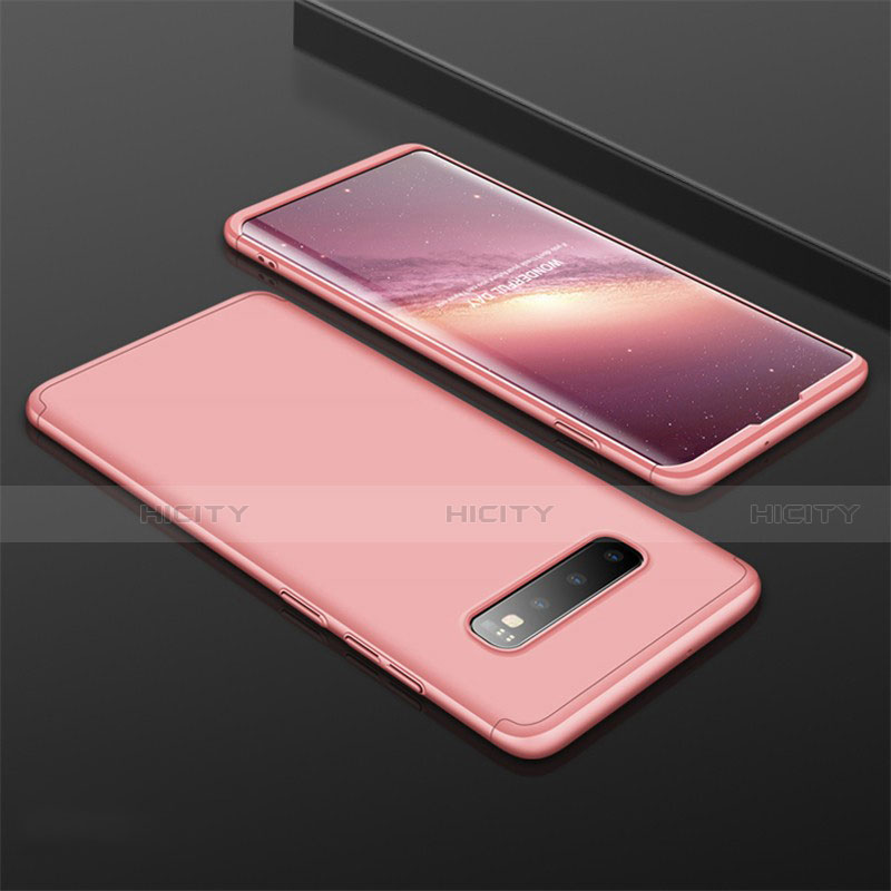 Funda Dura Plastico Rigida Carcasa Mate Frontal y Trasera 360 Grados M01 para Samsung Galaxy S10 Plus Oro Rosa