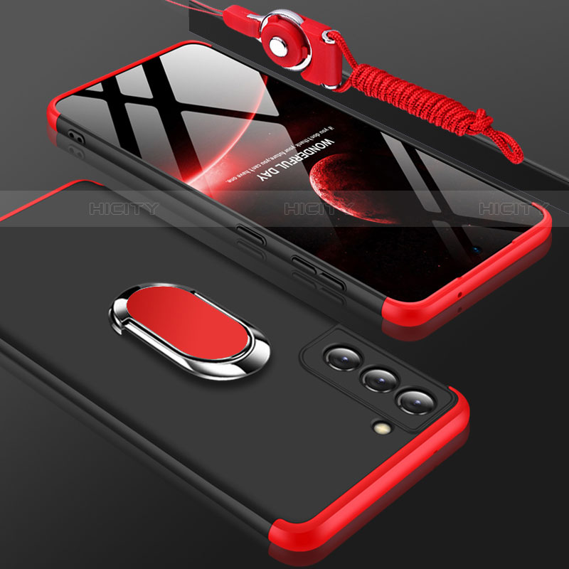 Funda Dura Plastico Rigida Carcasa Mate Frontal y Trasera 360 Grados M01 para Samsung Galaxy S21 Plus 5G Rojo y Negro