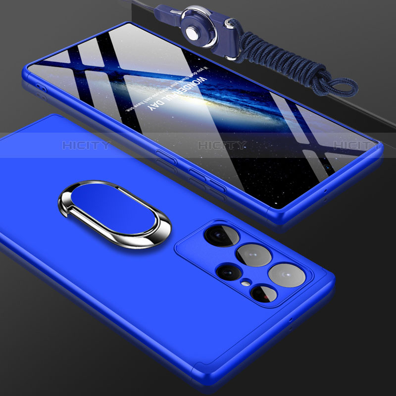 Funda Dura Plastico Rigida Carcasa Mate Frontal y Trasera 360 Grados M01 para Samsung Galaxy S23 Ultra 5G Azul