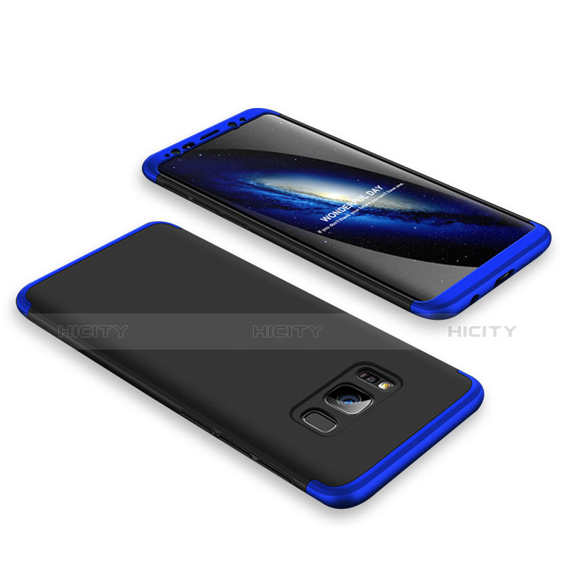 Funda Dura Plastico Rigida Carcasa Mate Frontal y Trasera 360 Grados M01 para Samsung Galaxy S8 Azul y Negro