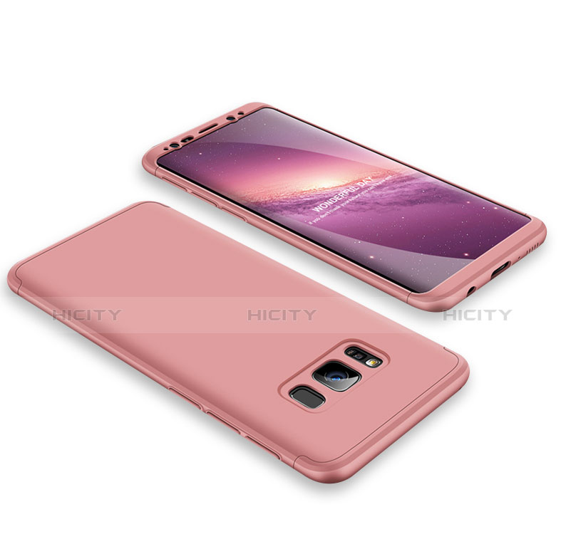 Funda Dura Plastico Rigida Carcasa Mate Frontal y Trasera 360 Grados M01 para Samsung Galaxy S8 Oro Rosa