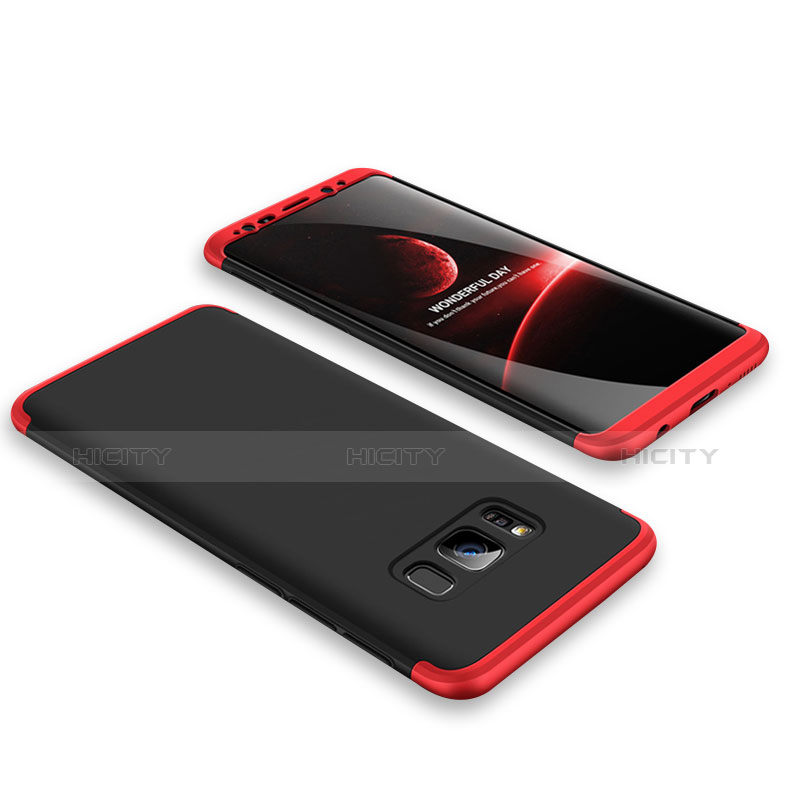 Funda Dura Plastico Rigida Carcasa Mate Frontal y Trasera 360 Grados M01 para Samsung Galaxy S8 Rojo y Negro