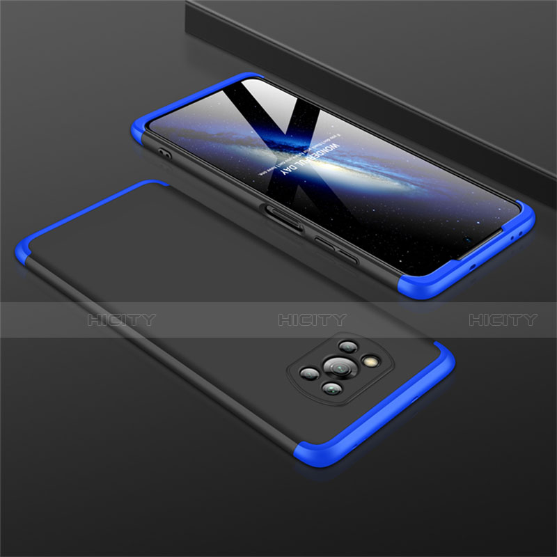 Funda Dura Plastico Rigida Carcasa Mate Frontal y Trasera 360 Grados M01 para Xiaomi Poco X3 Azul y Negro