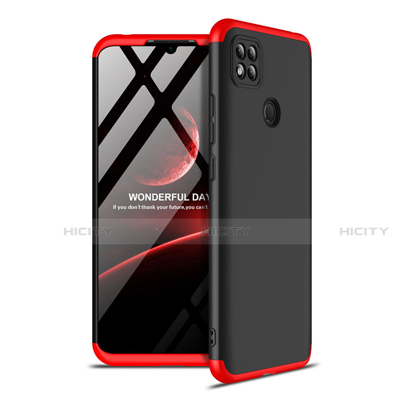 Funda Dura Plastico Rigida Carcasa Mate Frontal y Trasera 360 Grados M01 para Xiaomi Redmi 9C NFC Rojo y Negro