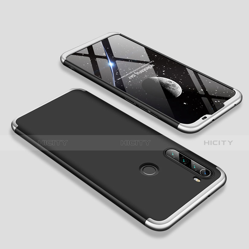 Funda Dura Plastico Rigida Carcasa Mate Frontal y Trasera 360 Grados M01 para Xiaomi Redmi Note 8 (2021) Plata y Negro