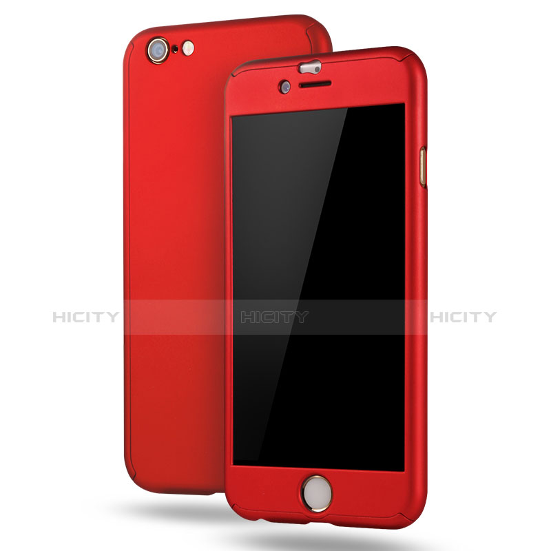 Funda Dura Plastico Rigida Carcasa Mate Frontal y Trasera 360 Grados M02 para Apple iPhone 6S Plus Rojo