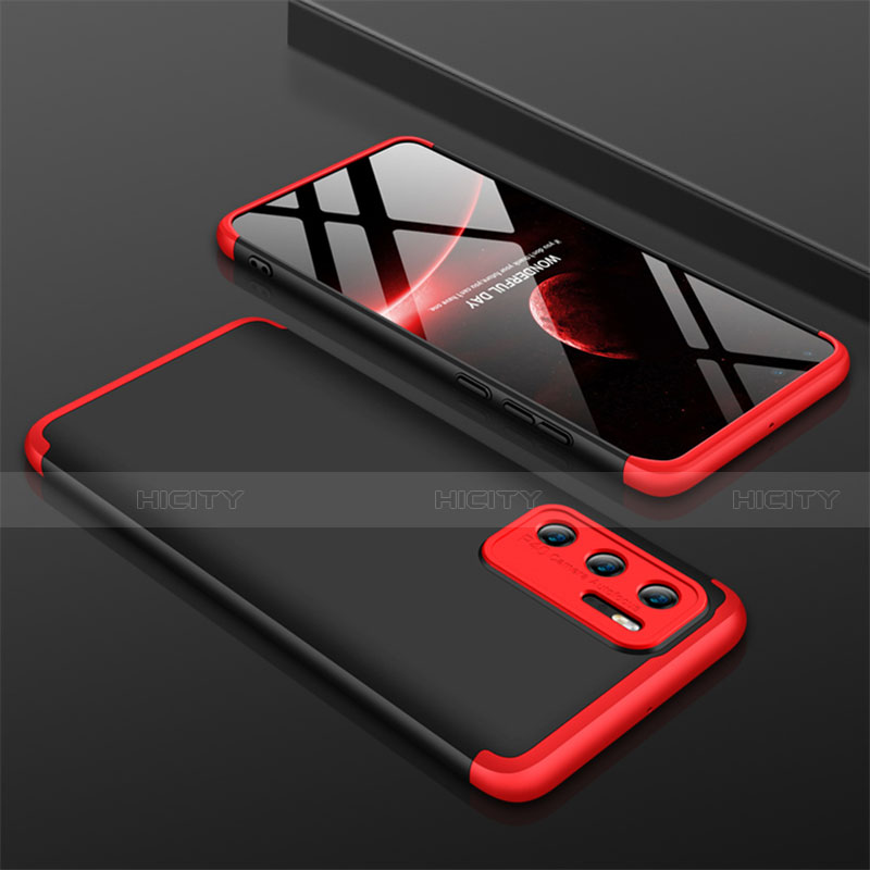 Funda Dura Plastico Rigida Carcasa Mate Frontal y Trasera 360 Grados M02 para Huawei P40 Rojo y Negro