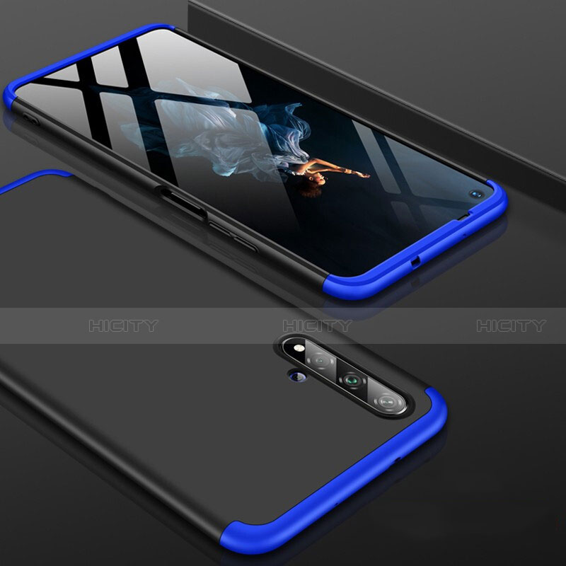 Funda Dura Plastico Rigida Carcasa Mate Frontal y Trasera 360 Grados P01 para Huawei Honor 20 Azul y Negro