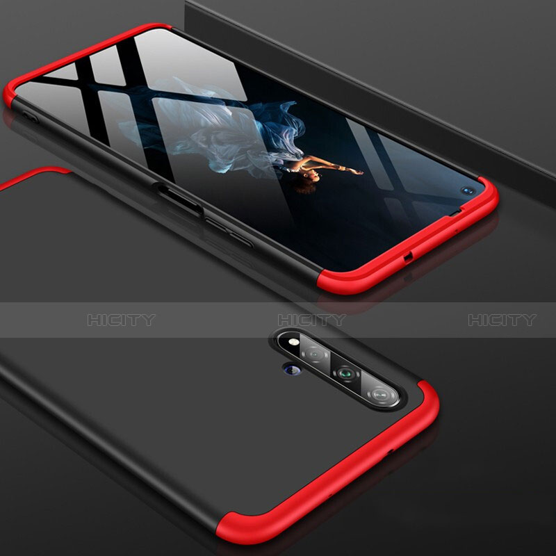Funda Dura Plastico Rigida Carcasa Mate Frontal y Trasera 360 Grados P01 para Huawei Honor 20 Rojo y Negro