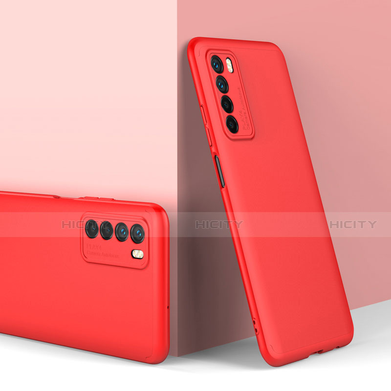 Funda Dura Plastico Rigida Carcasa Mate Frontal y Trasera 360 Grados P01 para Huawei Honor Play4 5G Rojo