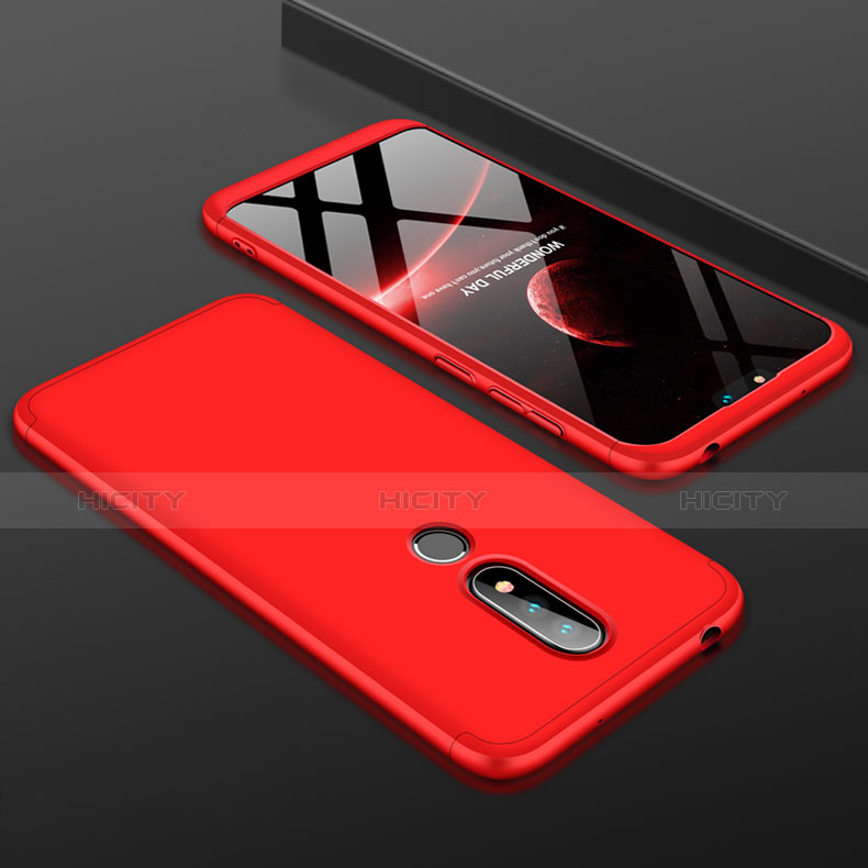 Funda Dura Plastico Rigida Carcasa Mate Frontal y Trasera 360 Grados P01 para Nokia 6.1 Plus Rojo
